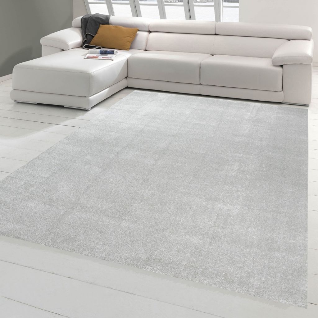 Teppich Silber Uni modern weich elegant Wohnstil Größe - 200 x 290 cm