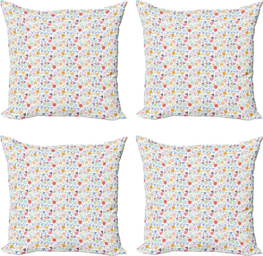 ABAKUHAUS Geburtstagsfeier Kissenbezug Set (4 Stück), Fun Feier-Ballone, Moderner Doppelseitiger Digitaldruck, 40 cm x 40 cm, Mehrfarbig