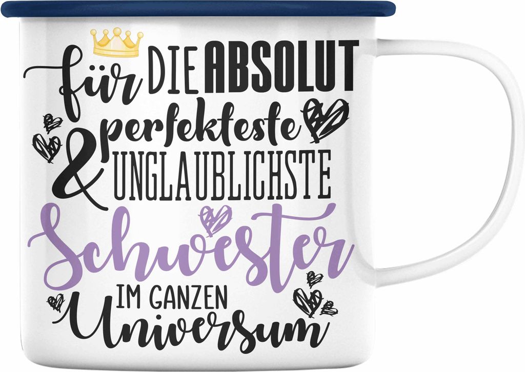 Trendation - Beste Schwester Geschenk Emaille Tasse Emaille Emaille Tasse Geburtstag Weihnachten Geschenkideen Schwestern Bruder Lustig Best Sister...