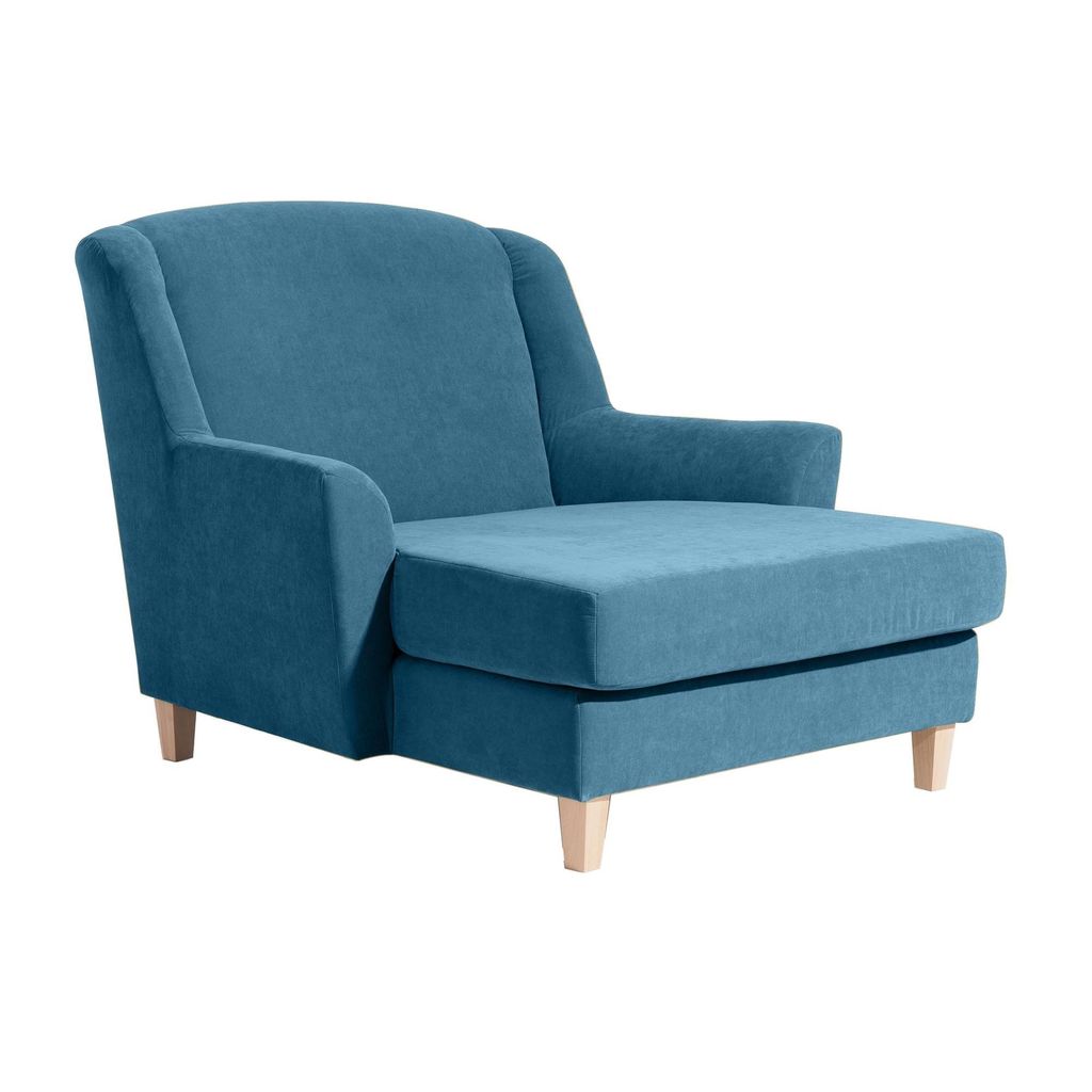 XXL Sessel Karil Bezug Veloursstoff Buche natur / petrol 21889