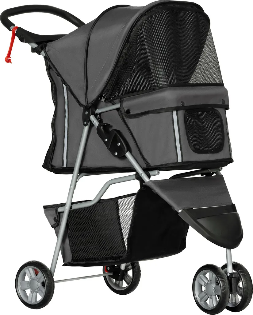 PawHut Poussette pliable pour chiens et chats avec porte-gobelet noir