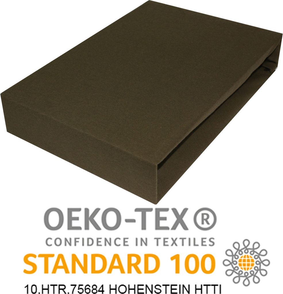 Spannbettlaken 90x160cm BRAUN Jersey Spannbetttuch 100% Produktbild 