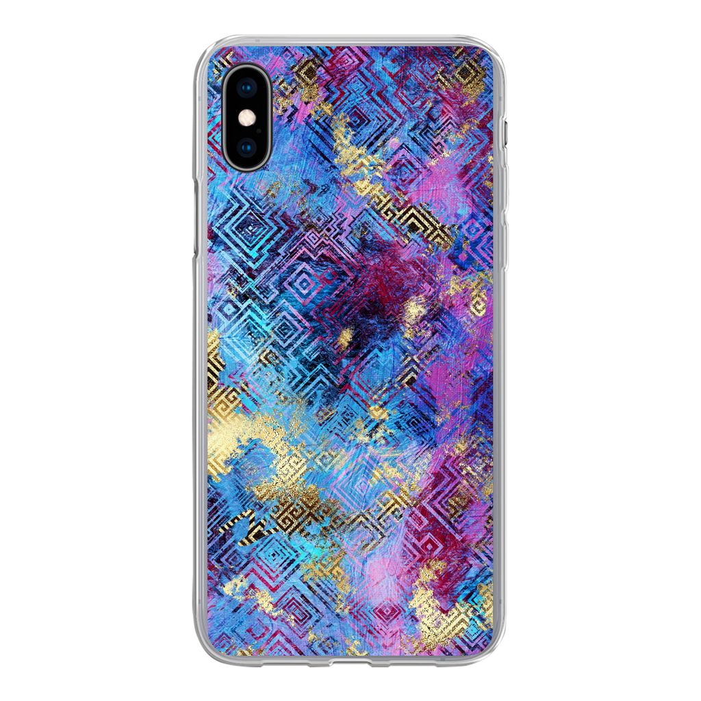 MuchoWow Handyhülle Schutzhülle Hülle für iPhone Xs Marmor - Farbe - Geometrische Formen Silikon Softcase Handy Hülle - Handytasche