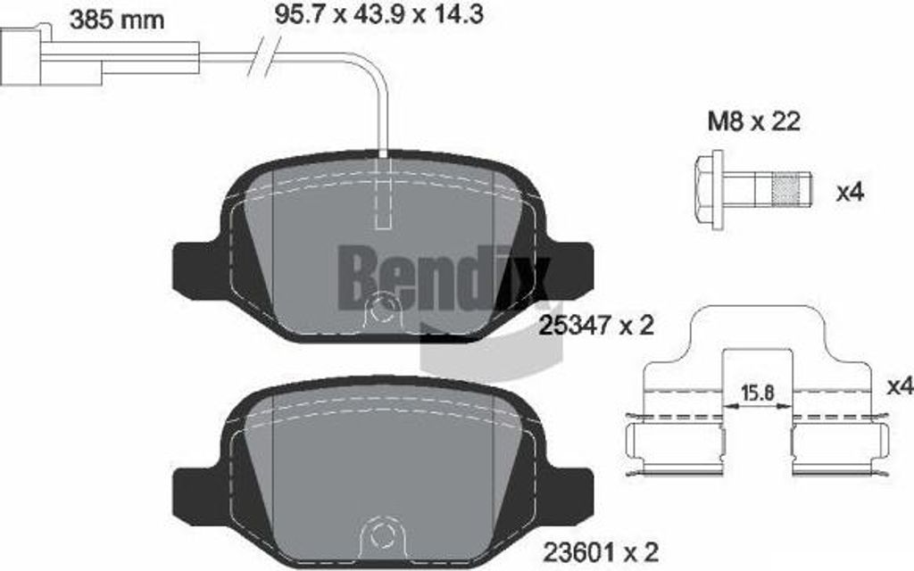 BENDIX Braking BPD1443 Bremsbelagsatz, Scheibenbremse OE 77365754 kompatibel mit 500, 500C