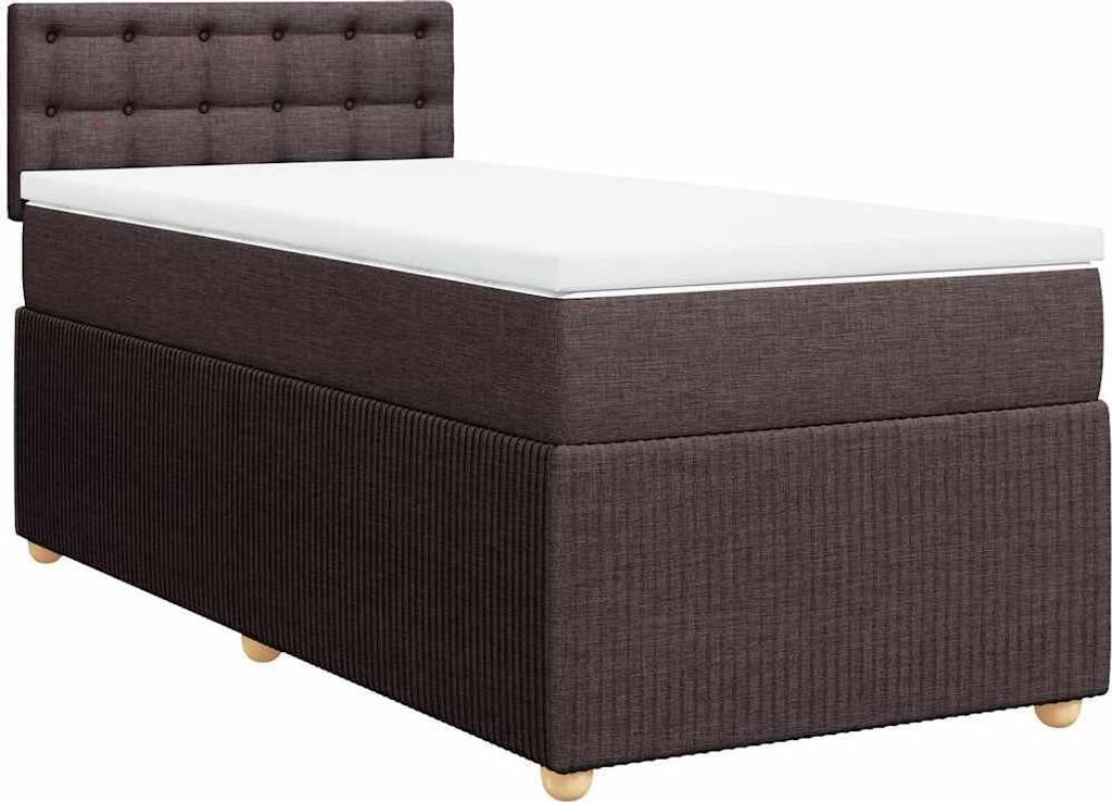 vidaXL Boxspringbett mit Matratze Dunkelbraun 100x200 cm Stoff