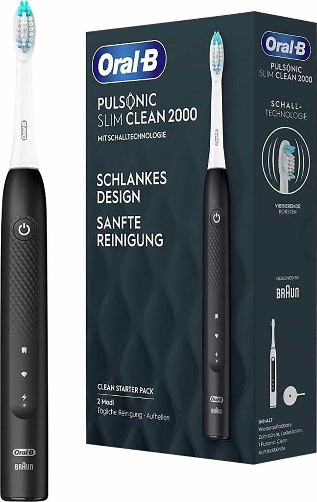 ORAL-B Elektrische Zahnbürste Pulsonic Slim Clean 2000, Schallzahnbürste, schwarz