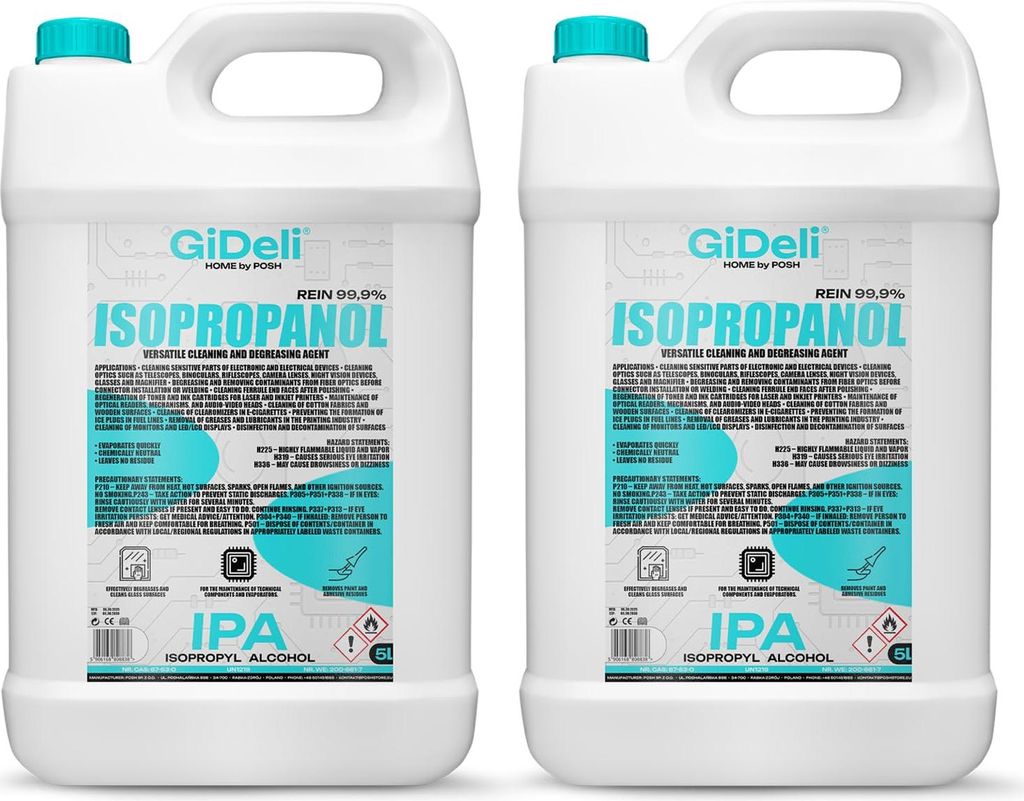 Isopropanol 10L 99,9% IPA Reinigungsalkohol Entfetter für Elektronik GiDeli