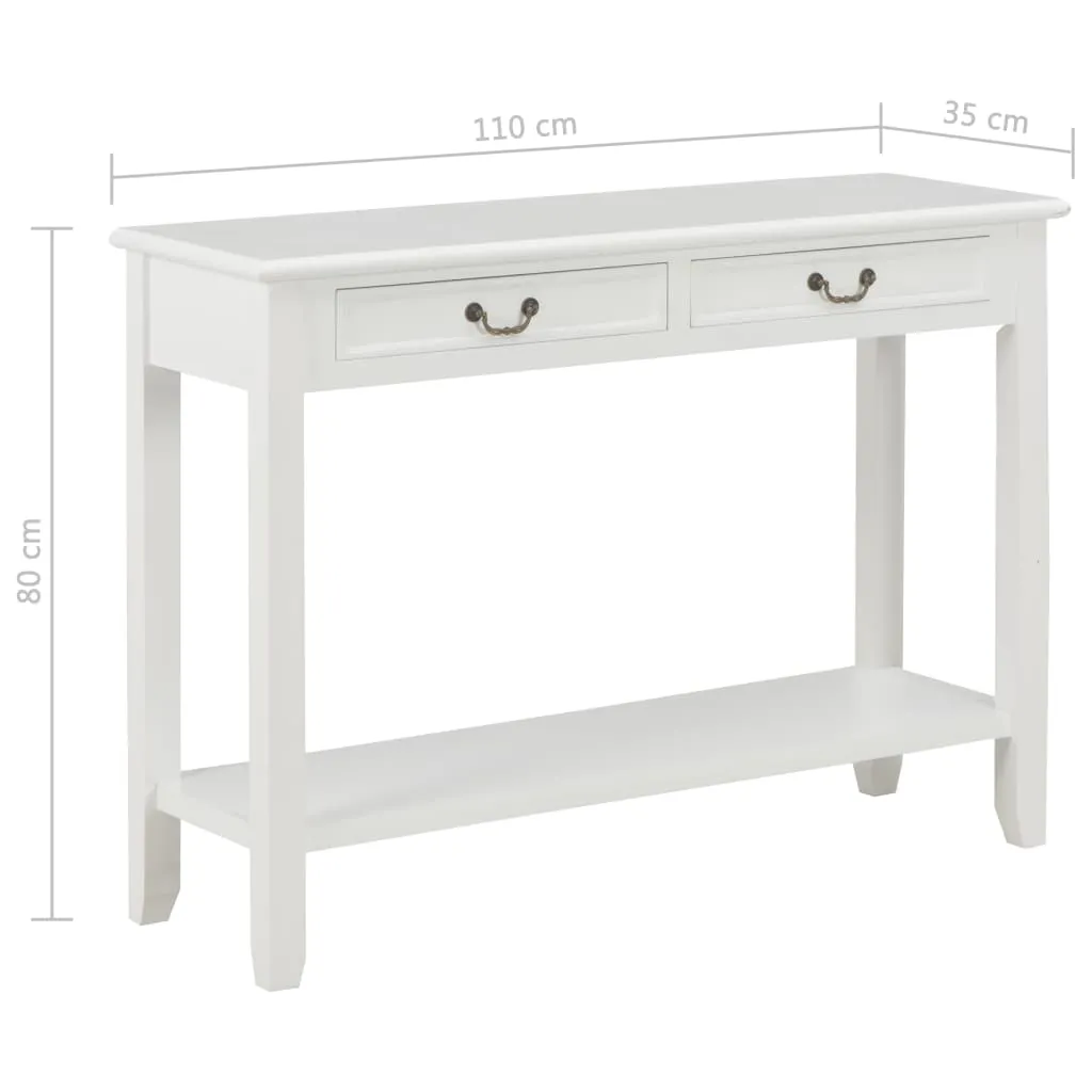Console d'entrée blanche 110cm en bois table d'appoint gain de place - 8
