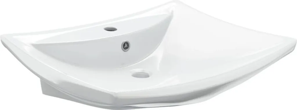 vidaXL Lavabo en céramique rectangulaire avec trop-plein blanc brillant