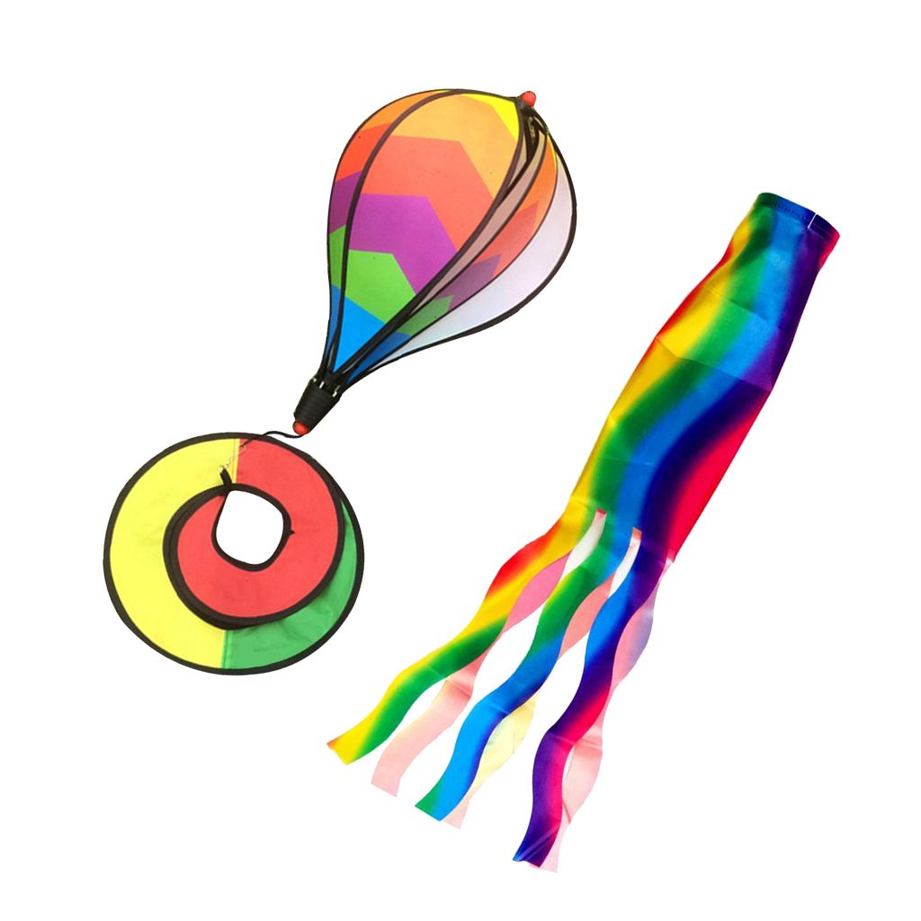 2 stücke 55 "Heißluftballon Rainbow Windsack Outdoor Spielzeug für Garten 