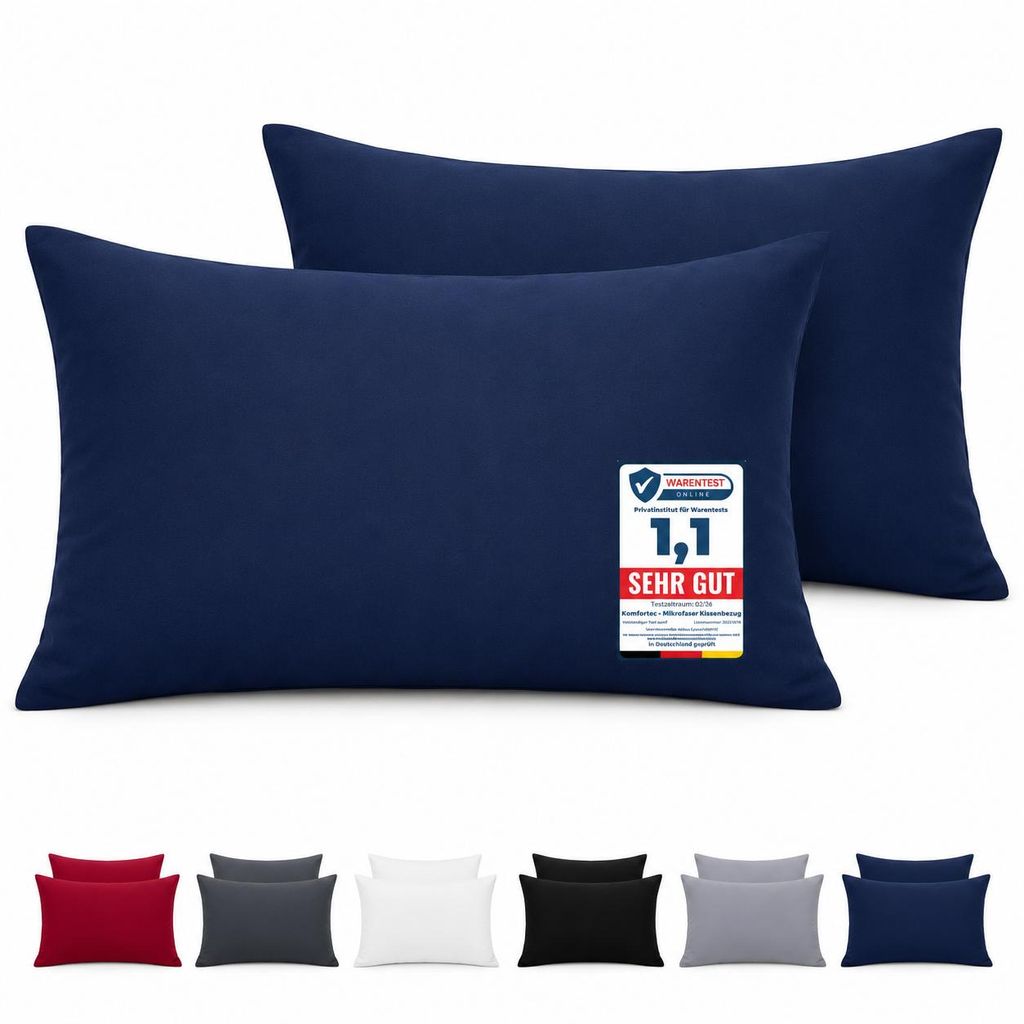 Komfortec Premium Kissenbezug 50x70 cm – 2er Set – Produktbild  KI-generiertes Bild