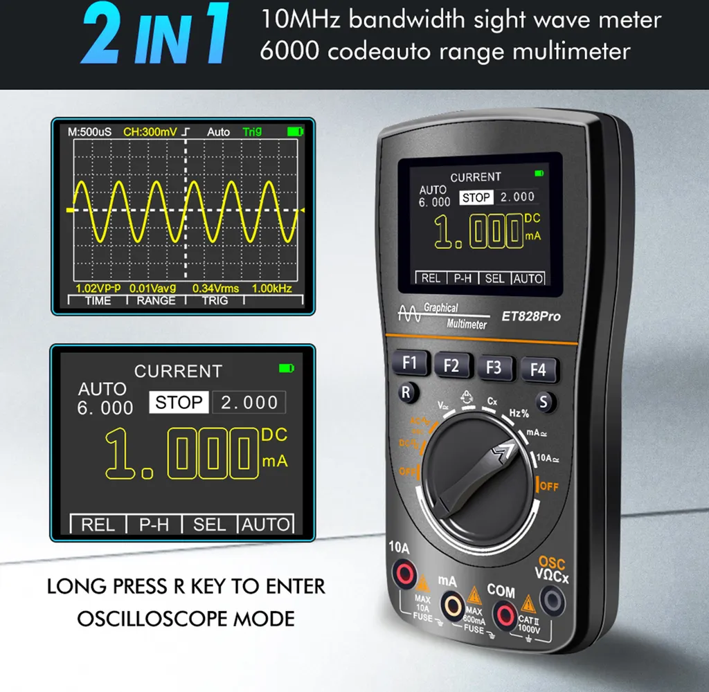 Multimètre oscilloscope graphique intelligent ET828Pro pour tests de DIY - 6