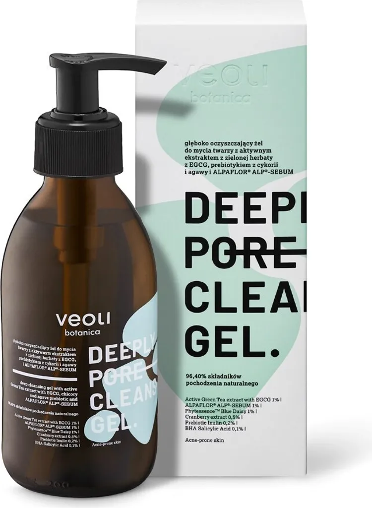 Veoli Botanica Gel Nettoyant Profond Visage au Thé Vert Bio 200ml