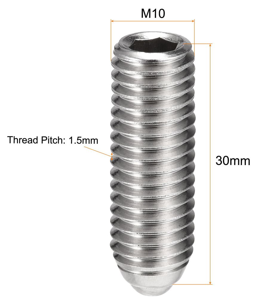 Kugelkopf-Stellschrauben, M10 x 30 mm 304 Edelstahl metrische Feder Innensechskantschraube 6 Stš¹ck
