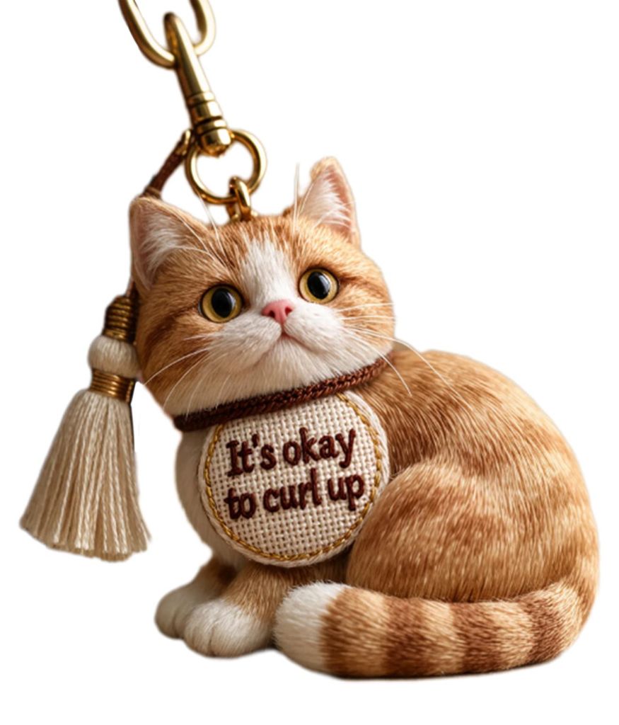 Emotionaler Unterstützungs-Taschenanhänger, positiver Plüschtier-Anhänger (Katze/Hund) mit gestickter Botschaft für Rucksack und Handtasche