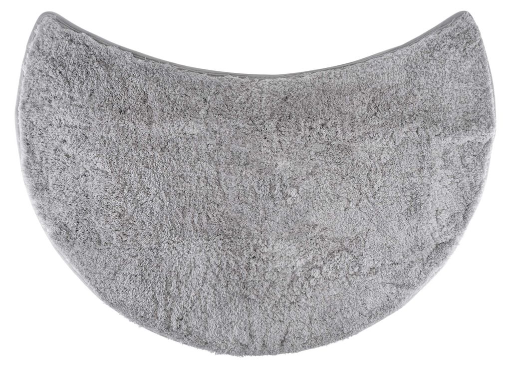 Mikrofaser-Badematte für runde Duschen mit rutschfester Unterseite (halbmondförmig | Duschbrause 55 cm, grau)