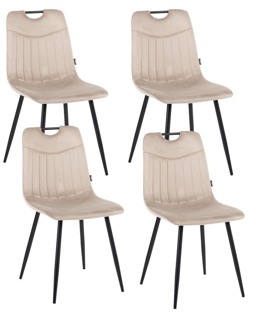 BELIANI Esszimmerstühle 4er Set Taupe Samtstoff mit Produktbild 