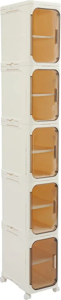 Armoire de salle de bain étroite à roulettes en plastique PP blanc crème
