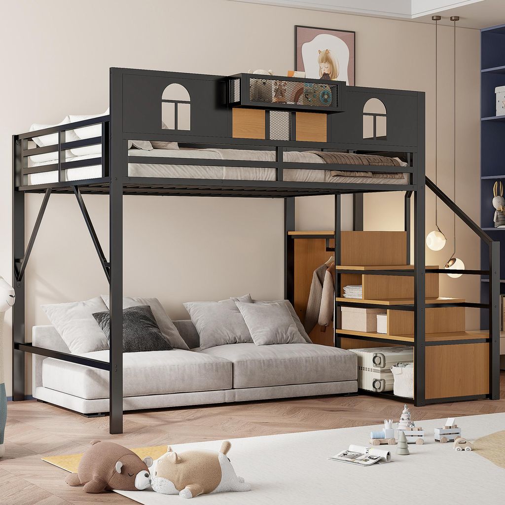 Merax Etagenbett Hochbett 140x200 mit Stauraumleiter und Produktbild 