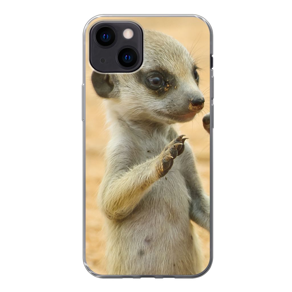 MuchoWow Handyhülle Schutzhülle Hülle für iPhone 13 Erdmännchen - Braun - Tier Silikon Softcase Handy Hülle - Karteninhaber