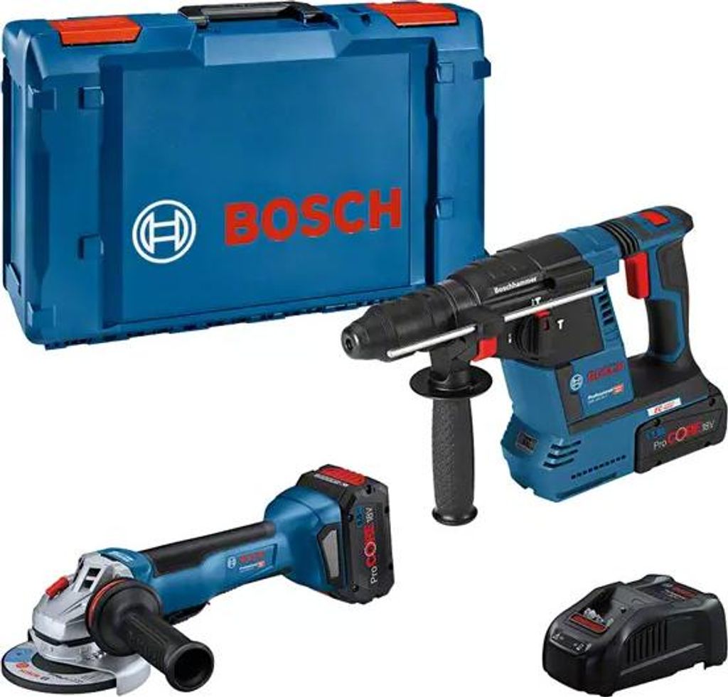 Bosch Professional 18 V System GWS 18V-10 P + GBH 18V-26 - Set Schleifer + Bohrhammer a Akku (2 ProCORE18V x 5,5 Ah, in XL-BOXX)