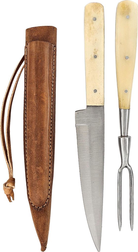 Mittelalter-Besteck Set mit Gabel in Doppellederscheide Produktbild 