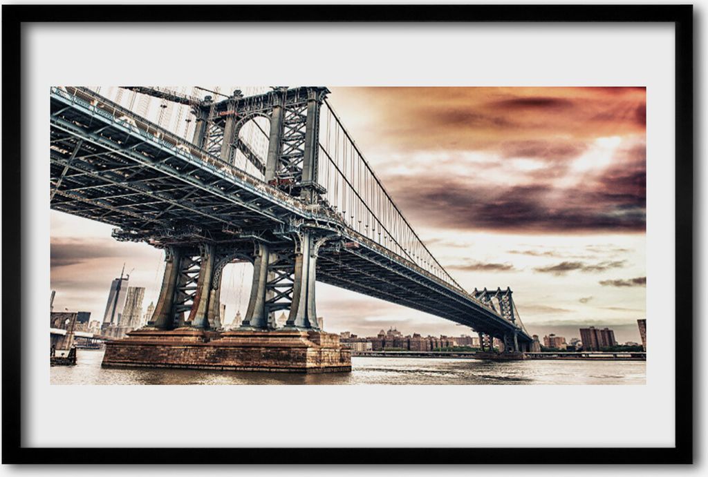 Bild 60x40 MDF-Rahmen Wandkunst Bridge City Architektur
