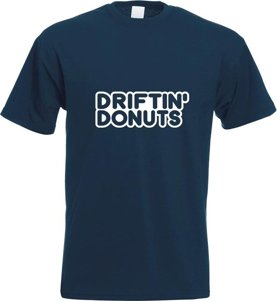 Kiwistar - T-Shirt - Navy - Driftin' Donuts Motiv Bedruckt Funshirt Design Print - mit Motiv Bedruckt - Funshirt Design - Sport - Freizeit - Herren...