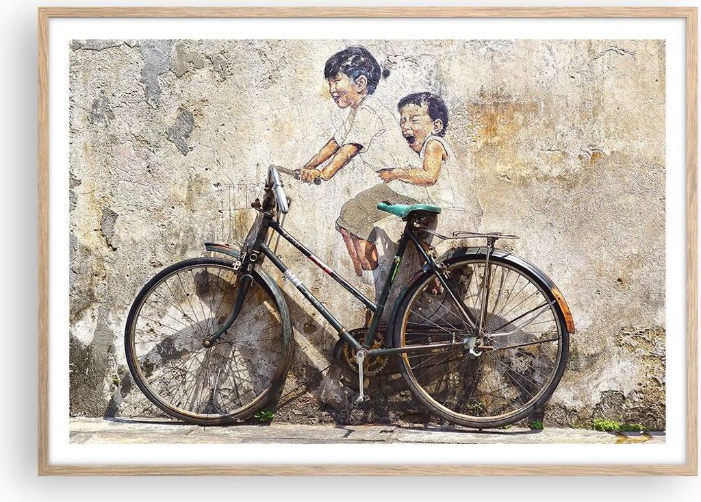 Gerahmtes Poster - Rahmen in heller Eiche - Graffiti modern - 100x70 cm - Wand Bild - Wanddeko - Wandbilder - Wandposter - Bilderrahmen - Bilder - ...