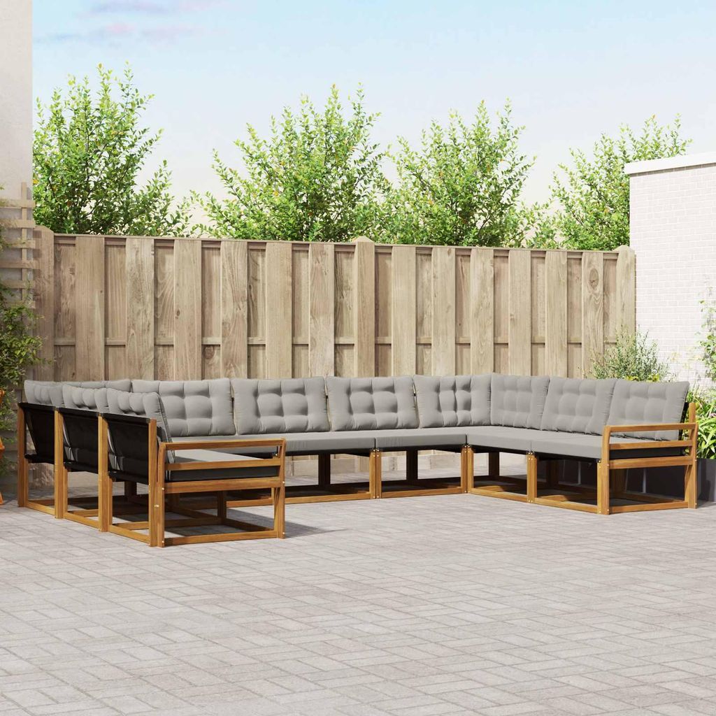 "2026 Aktion"Outdoor-Sofagarnitur - CLORIS - Balkonmöbe/Sitzgruppe - mit Kissen 9 pcs - Moderne Design - Natürlich und Hellgrau - Gartensofas Pro...