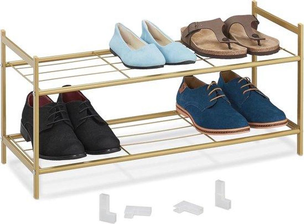 Metallregal 2 Etagen Stapelbar Erweiterbar Schuhregal für 6 Paar