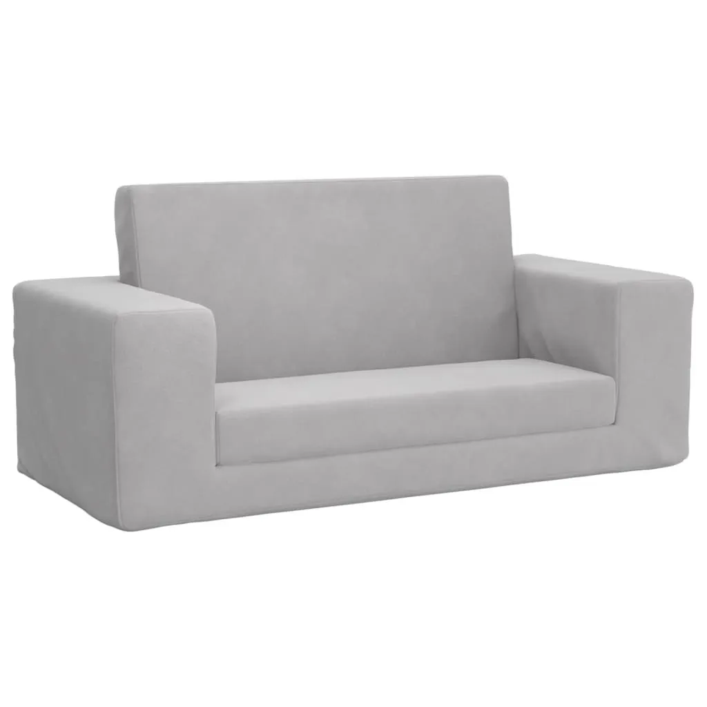 SYFAX™ Divano Letto Bambini 2 Posti Grigio Peluche | Comfort Certificato