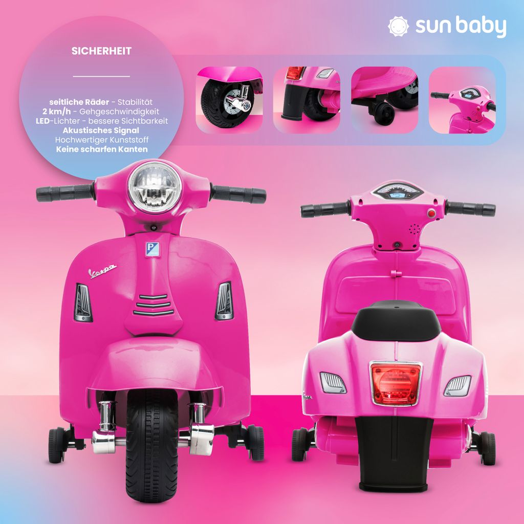 Vespa Elektro Kinderroller Rosa - Elektroroller Ab 3 Jahren Bis 30kg