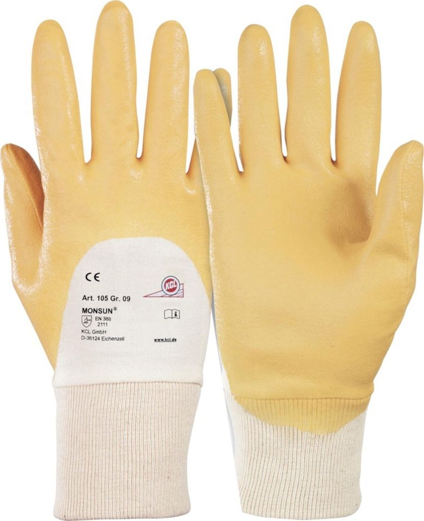 KCL Handschuhe Monsun 105 Größe 7 curry Kautschuk mit Strickbund KCL - 105/7