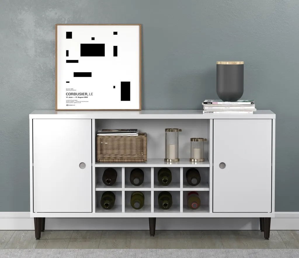 Buffet Evolution 2 portes avec range-bouteilles blanc et noir moderne - 26