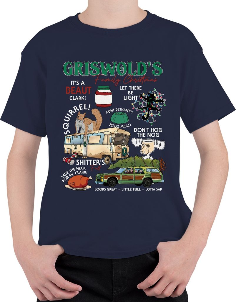 Griswolds Family Christmas Schöne Bescherung Zitate - Weihnachten Xmas Uni Kinder T-Shirt, Navy, 128