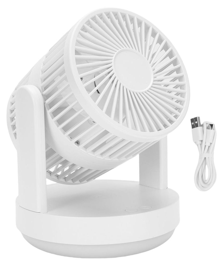 Schreibtisch-Ventilator 3 Geschwindigkeiten Einstellbar Wiederaufladbar Desktop Oszillierende Luftumwälzung Fan mit Nachtlicht für Haus Schlafzim...
