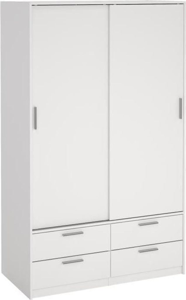 Schlafzimmerschrank - ONTARIO - Mattweiß - 2 Türen - 4 Schubladen - 121,2 x 60,25 x 200 cm