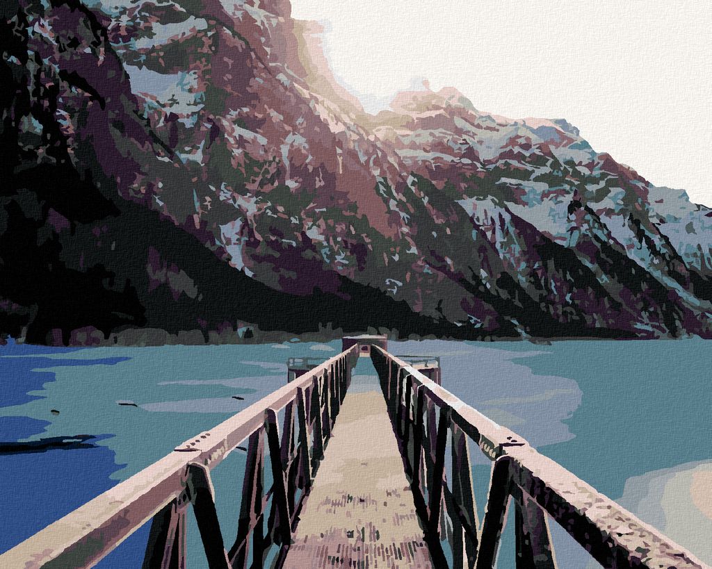 Zuty - Malen nach Zahlen - KLÖNTHALERSEE IM WINTER MIT BRÜCKE, 40x50 cm, mit Keilrahmen (bereits gespannt)