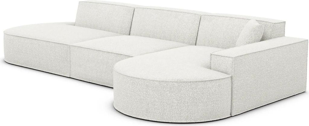 Bouclé L-Form Lounge Sofa Brevia Weiß Rechts