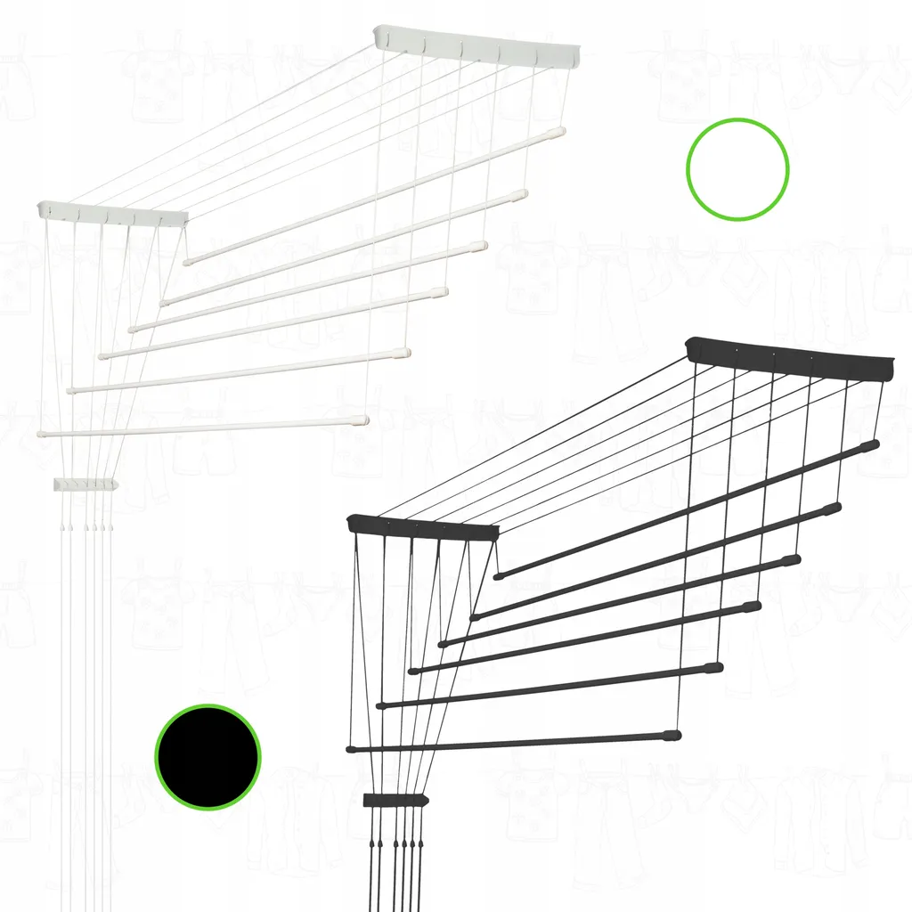 Asciugabiancheria Soffitto KADAX Torp 100 cm Nero - Carico 12kg 6 Aste