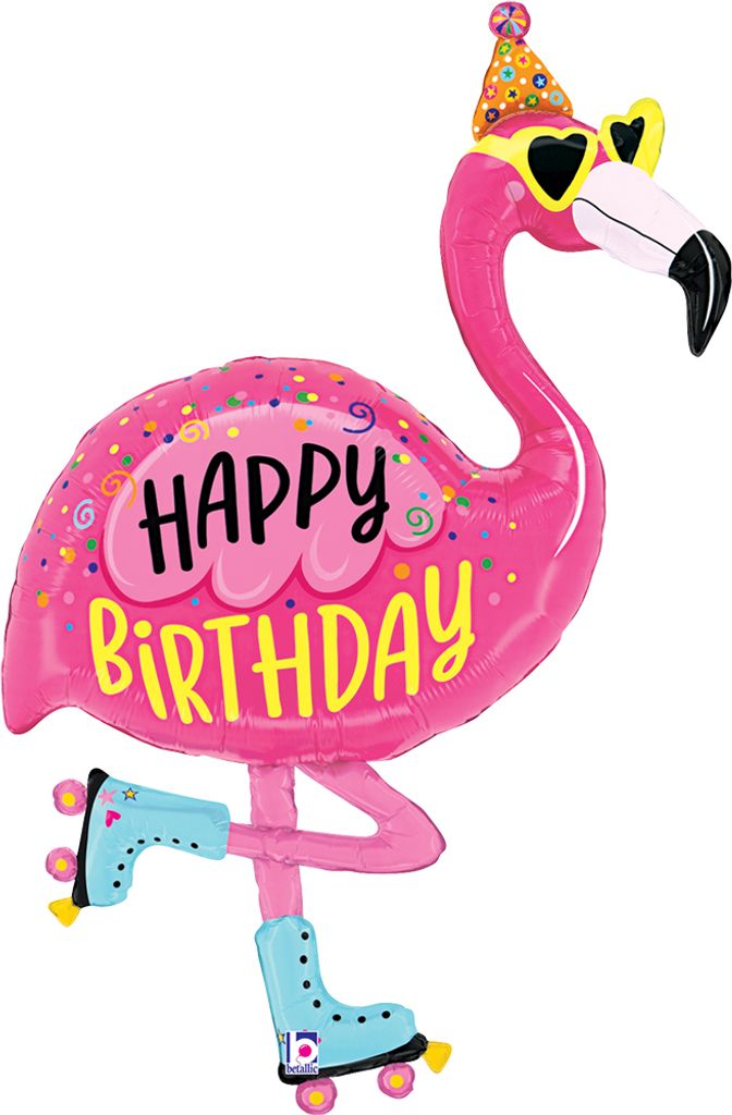 Folieballon „Flaming Happy Birthday“, rosa, 106 cm