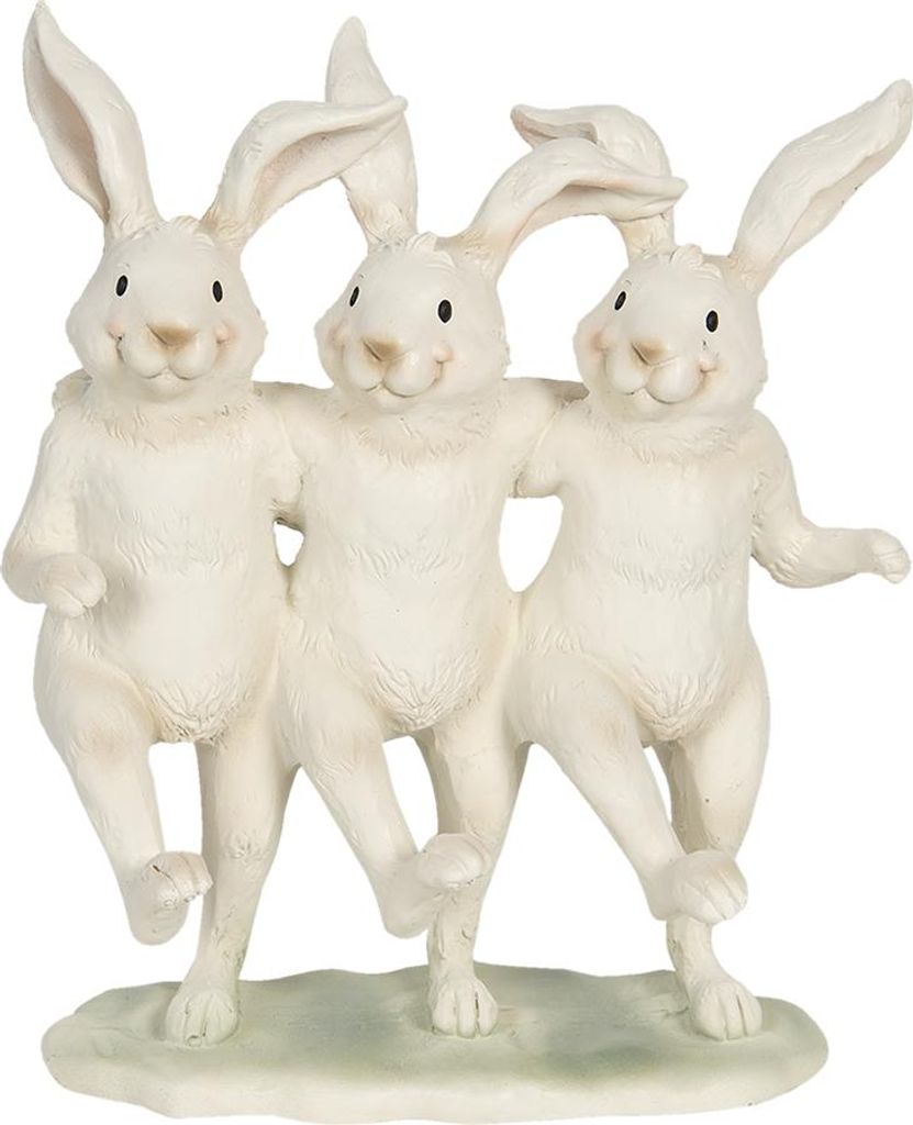 Clayre & Eef Figur Kaninchen 16x9x19 cm Weiß Kunststoff Produktbild 