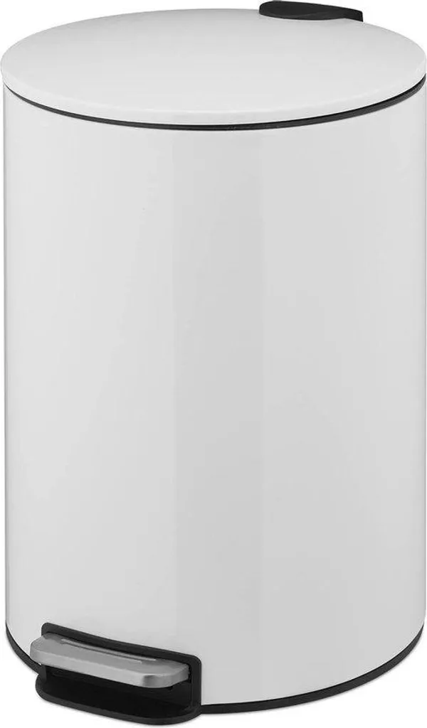 Poubelle métallique 50L blanche à pédale avec couvercle Soft Close