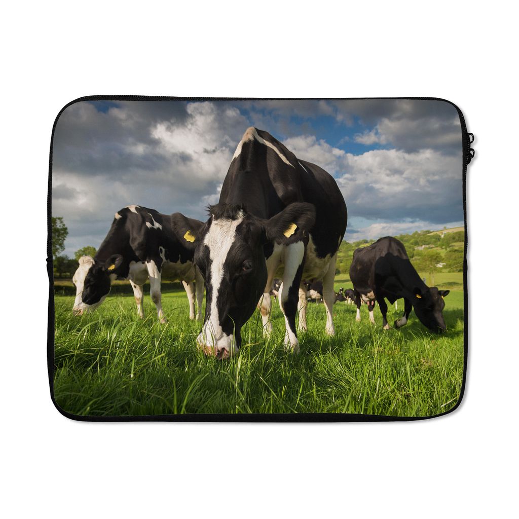 MuchoWow Laptop Hülle 15 Zoll Kuh - Natur - Gras - Tiere Laptoptasche - Laptoptasche - Sleeve - Rundum-Schutz