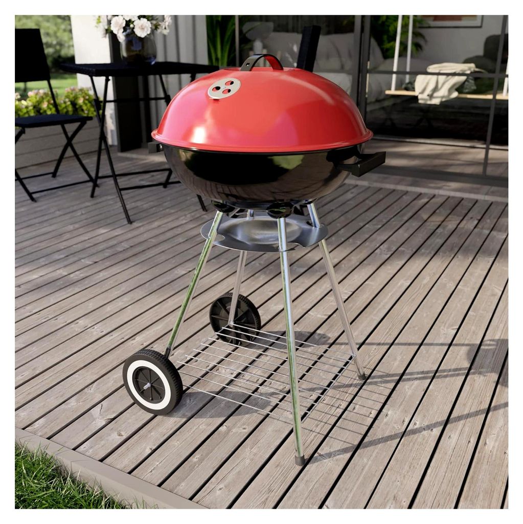 Memphis Kugelgrill Freistehend Garten Grill Outdoor Tragbar Picknick Party Camping Rot & Schwarz