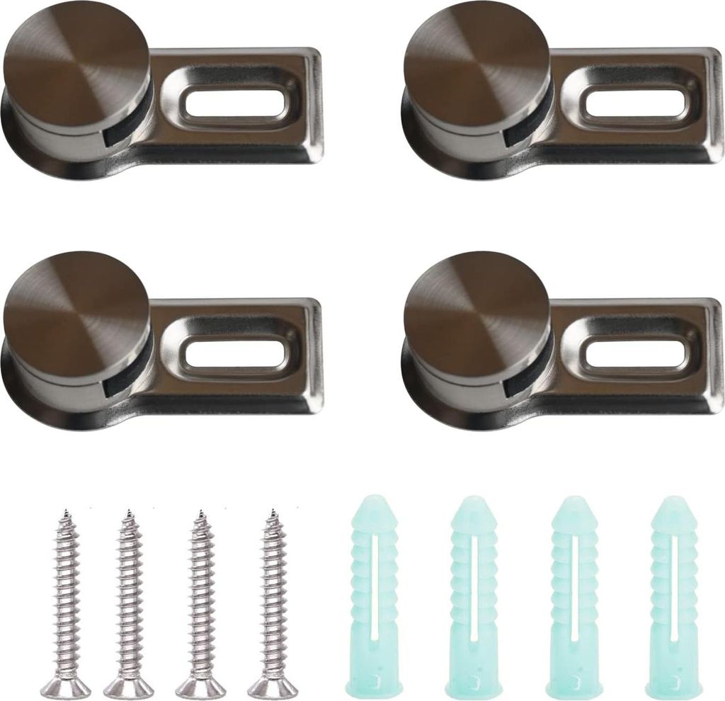 Schwere Klemmbefestigungen Abstandshalter für Glas-Acrylglas - Set von 4 mit Schrauben und Wandankern