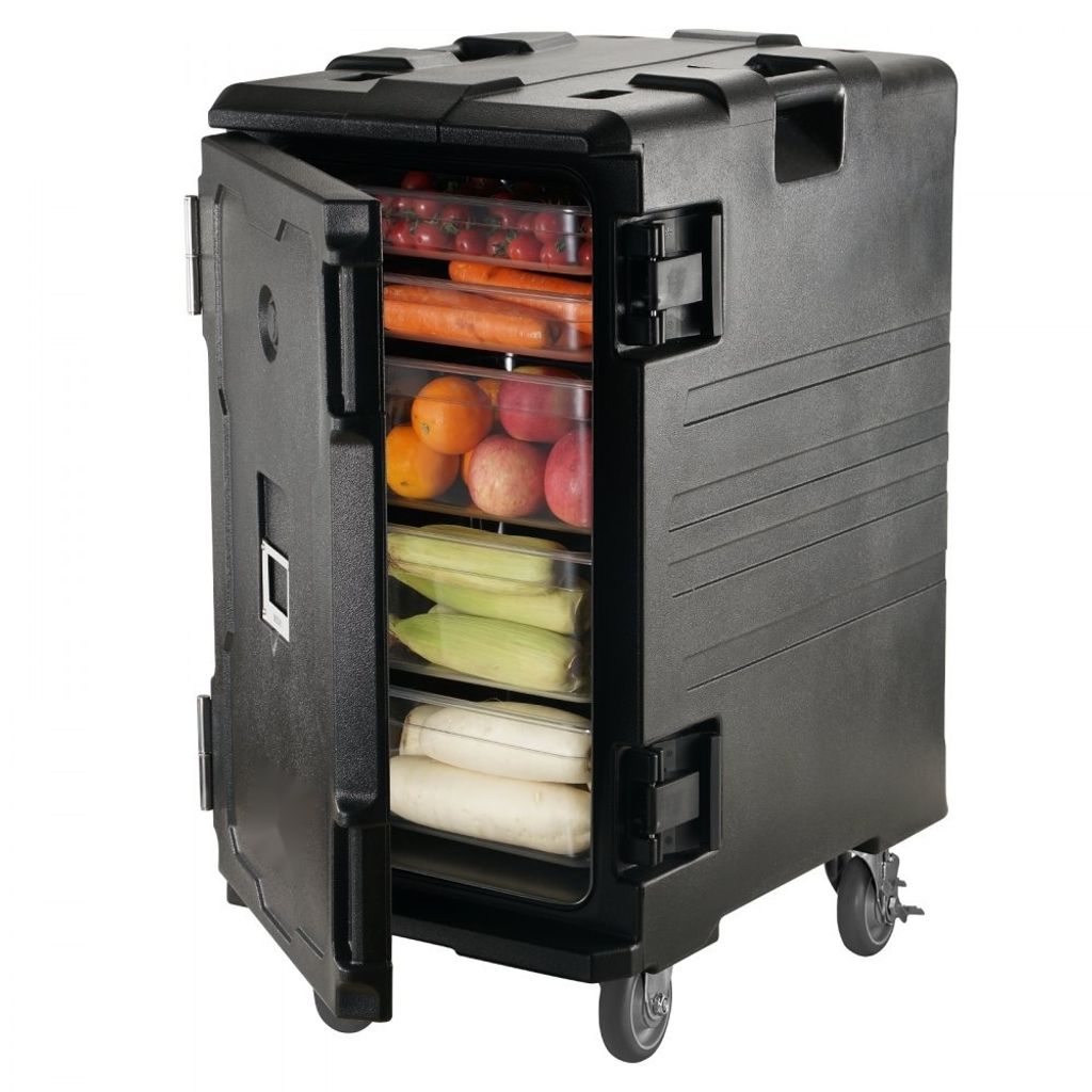 Isolierter Lebensmittelbehälter-Träger - Frontlader Catering-Box mit Rädern - 109 Qt - Schwarz - Transportwagen
