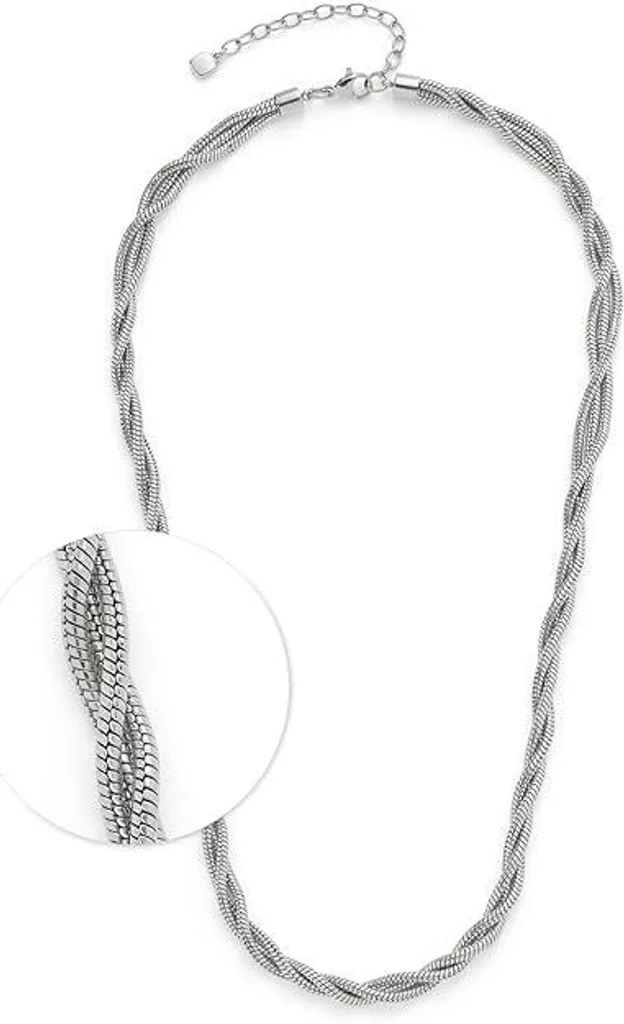 Collier serpent argenté en acier inoxydable Sue - Bijou ras du cou