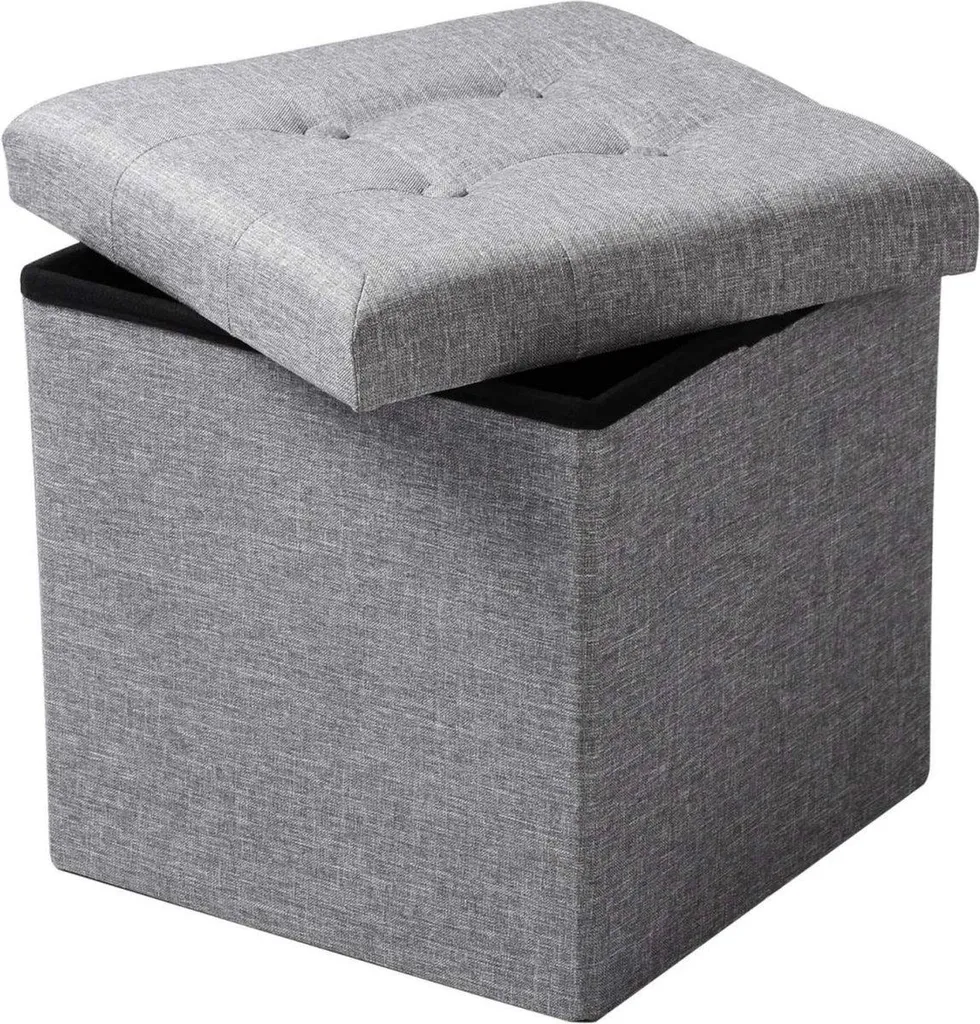 Banc coffre Happyment Gris clair en tissu avec rangement généreux